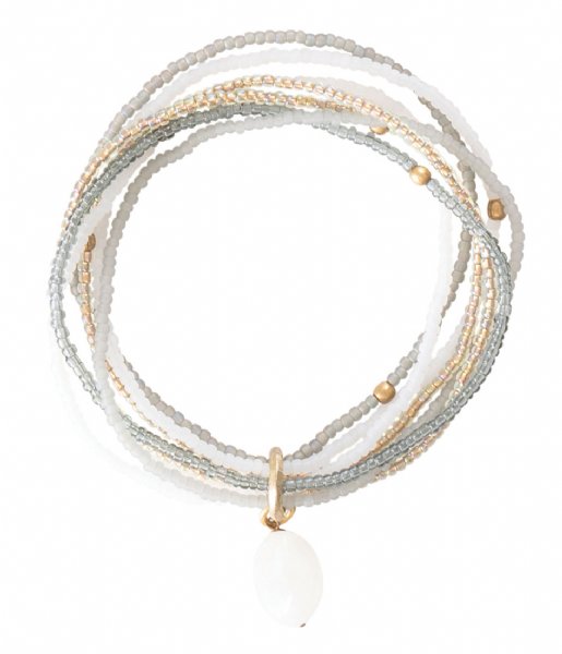 A Beautiful Story Bracelet Nirmala Moonstone Gold Plated Bracelet white gold plated (BL22353)