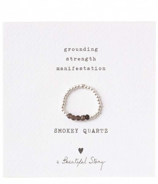 A Beautiful Story Ring Beauty Smokey Quartz Silver Ring S/M zilver (BL23175)