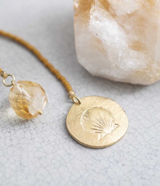 A Beautiful Story Necklace Fairy Citrine Shell Gold Necklace goud (BL23058)