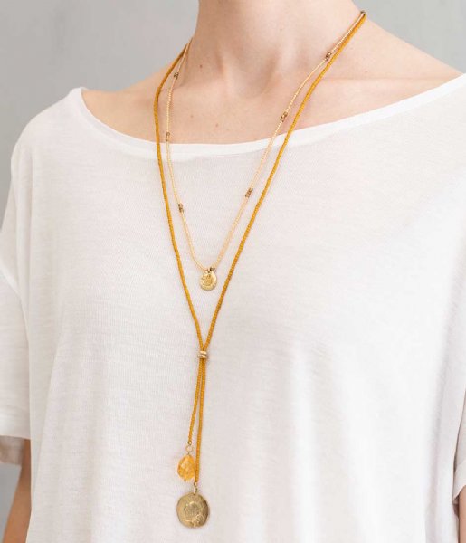A Beautiful Story Necklace Truly Citrine Shell Gold Necklace goud (BL25108)