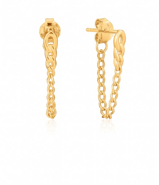 Ania Haie Earring AH E021-03G 925 Sterling Zilver Chain Reaction Zilver geelgoudverguld
