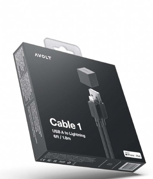 Avolt Gadget Cable 1 USB A to lightning Stockholm Black (C1-USB-C89-18-B)