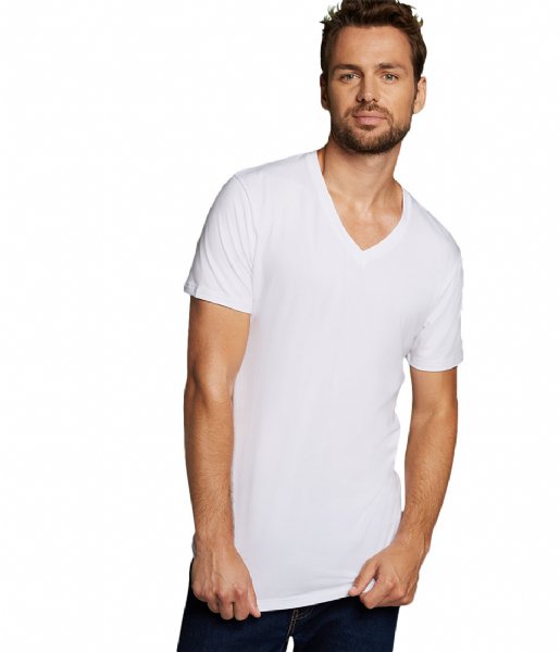 Bamboo Basics T shirt Velo T-shirt V-hals 2-pack Optical White (1)