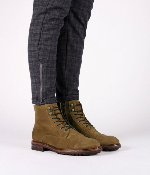 Blackstone Lace-up boot High Top Suede Boots Dull Gold
