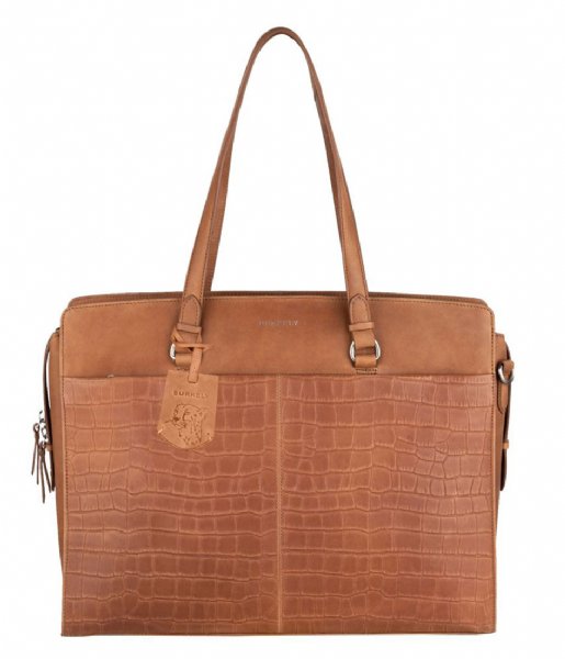 Burkely Laptop Shoulder Bag Croco Caia Workbag 15.6 Inch Cognac (24)