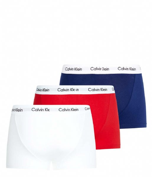 Calvin Klein 3 Pack Low Rise Trunks In Wht/Red/Nvy