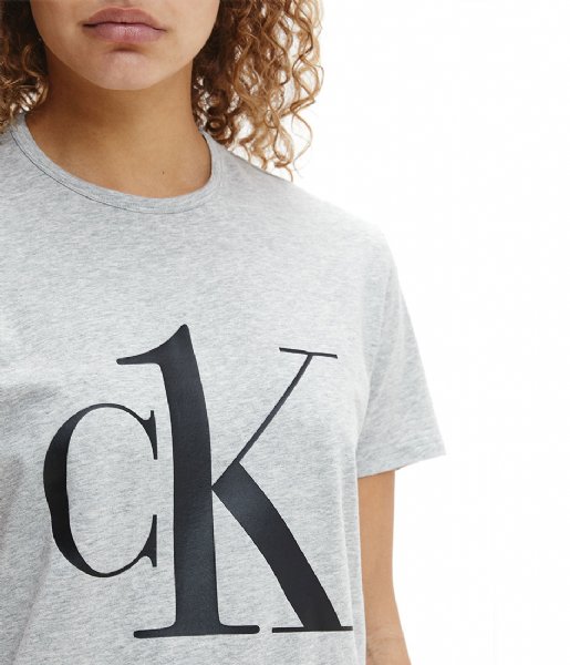 Calvin Klein T shirt S/S Crew Neck Grey Heather Black Logo (YG4)