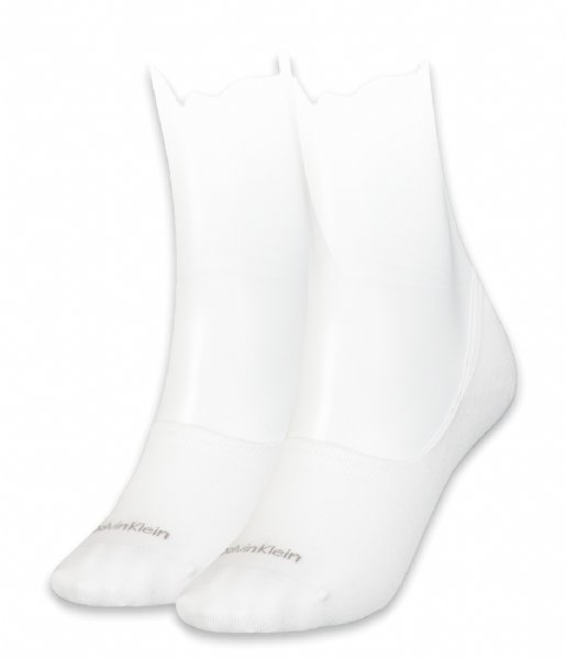 Calvin Klein Sock Women Footie Mid Cut 2P White (002)