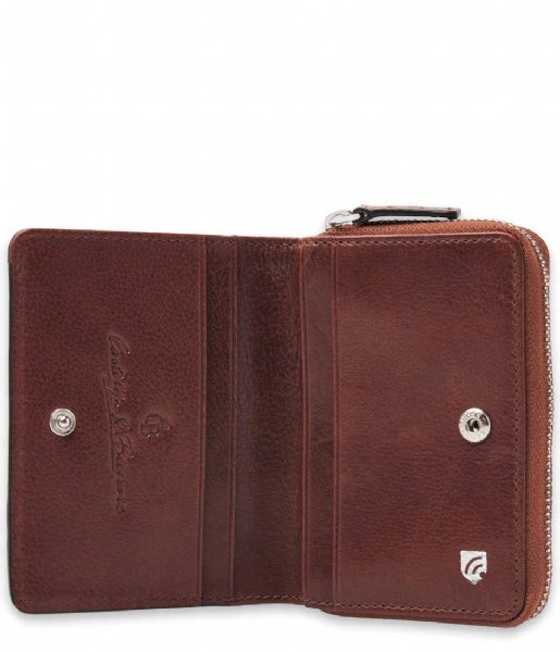 Castelijn & Beerens Zip wallet Donna Damesportemonnee ritsvak 4 pasjes RFID Cognac