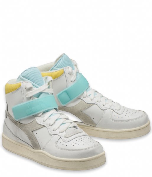 Diadora Sneaker Mi Basket Mid Icona White Gold Finch Blue Tint (C9160)