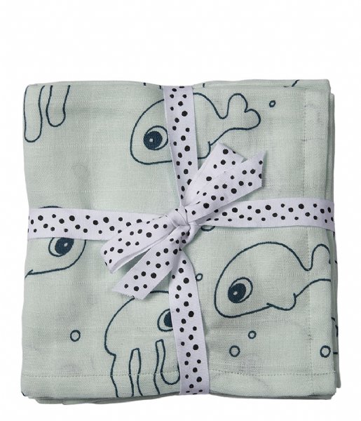 Done by Deer Baby accessories Burp Cloth 2-Pack Sea Friends Blue (3003092)