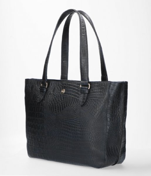 FMME Shoulder bag Caithy Laptop Business Bag Croco 15.6 Inch black (001)