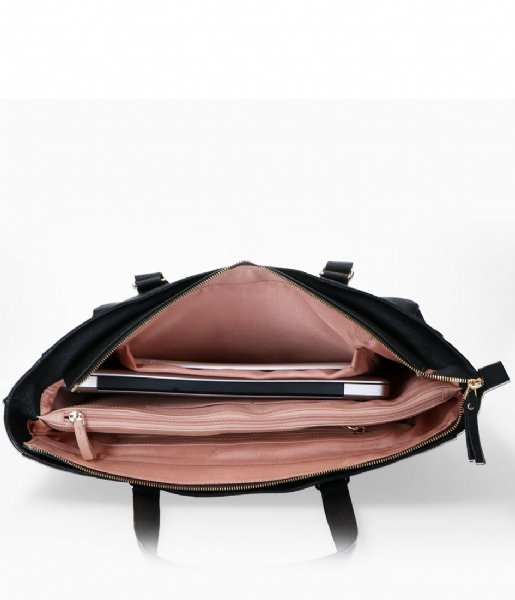 FMME Shoulder bag Caithy Laptop Businessbag Grain 15.6 Inch black (001)