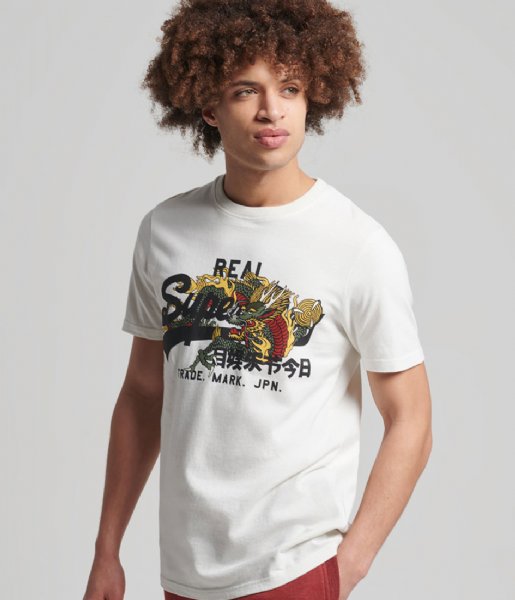 Superdry T shirt Vintage Vl Narrative Tee Ecru (39E)