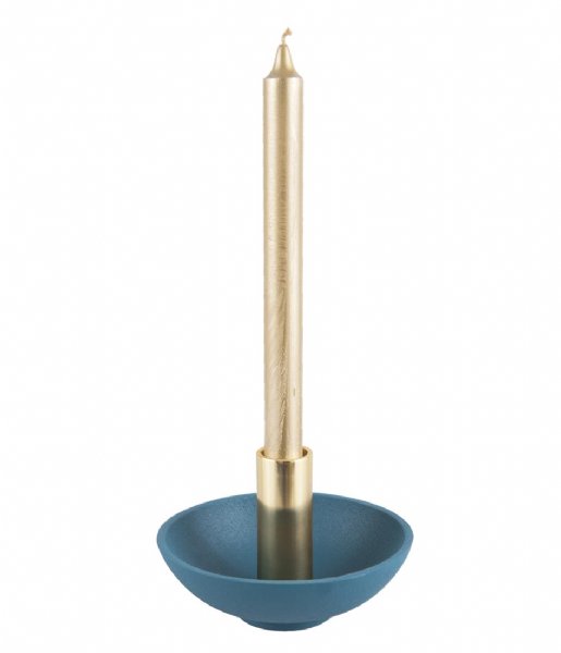 Present Time Decorative object Candle holder Nimble tub aluminium Blue (PT3372LB)
