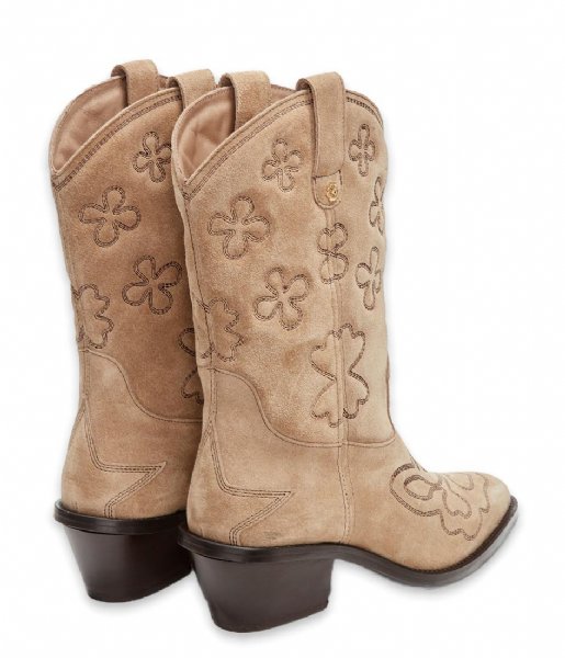Fabienne Chapot Boots Jolly Mid High Embroidery Boot Beige Dark Brown (1503 2601 )