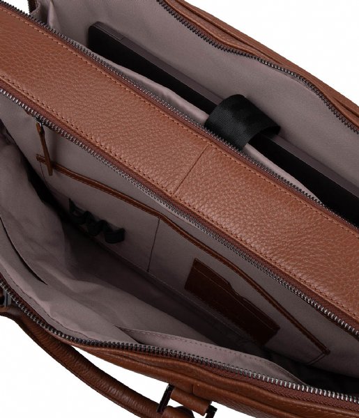 Hismanners Laptop Shoulder Bag Bryce Laptopbag Business 16 inch RFID Cognac