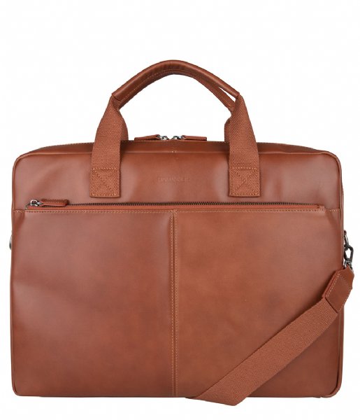 Hismanners Laptop Shoulder Bag Safron 15.6 Inch Cognac
