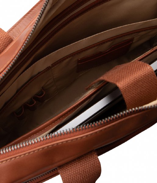 Hismanners Laptop Shoulder Bag Safron 15.6 Inch Cognac