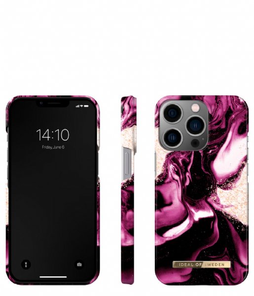 iDeal of Sweden Smartphone cover Fashion Case iPhone 13 Pro Golden Ruby Marble (319)