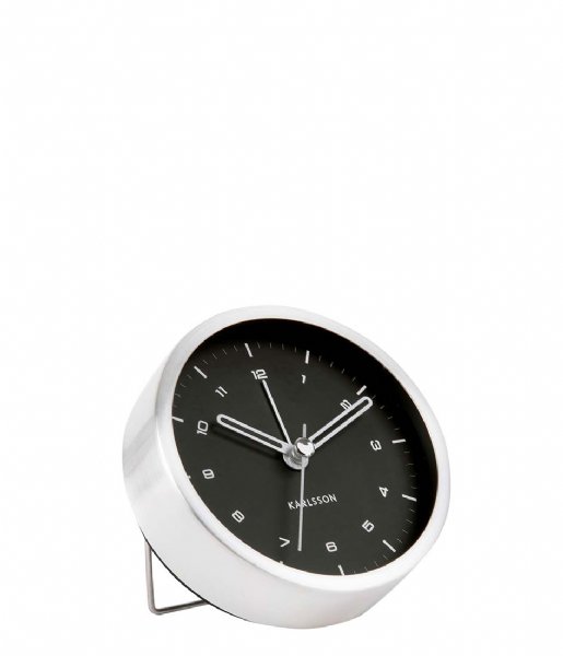 Karlsson Alarm clock Alarm clock Tinge black dial Design Armando Breeveld brushed steel white dial (KA5845SI)