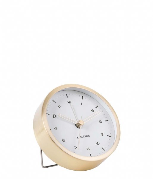 Karlsson Alarm clock Alarm clock Tinge white dial Design Armando Breeveld steel brushed gold colored white dial (KA5844GD)