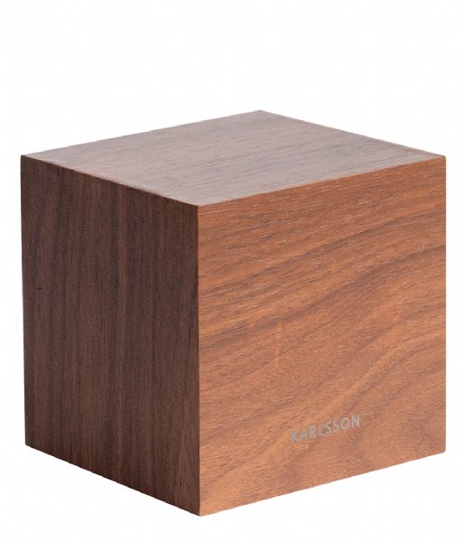 Karlsson Alarm clock Alarm clock Mini Cube veneer white LED Dark wood (KA5655DW)