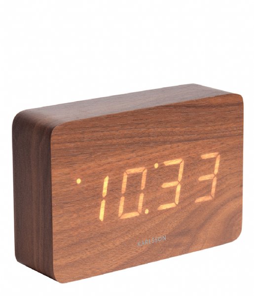 Karlsson Alarm clock Alarm clock Square veneer white LED Dark wood(KA5653DW)