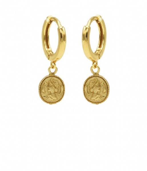 Karma Earring Hinge Hoops Coin Zilver Goldplated (M1969HIN)