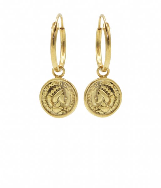 Karma Earring Hoops Symbols Coin 2 Zilver Goldplated (M2446)