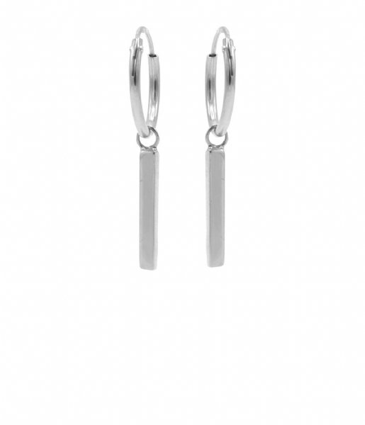 Karma Earring Hoops Symbols Long Tube Zilver (M2447)
