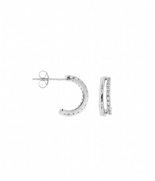 Karma Earring Symbols XL Half Hoops Zirconia Zilver (M2986)