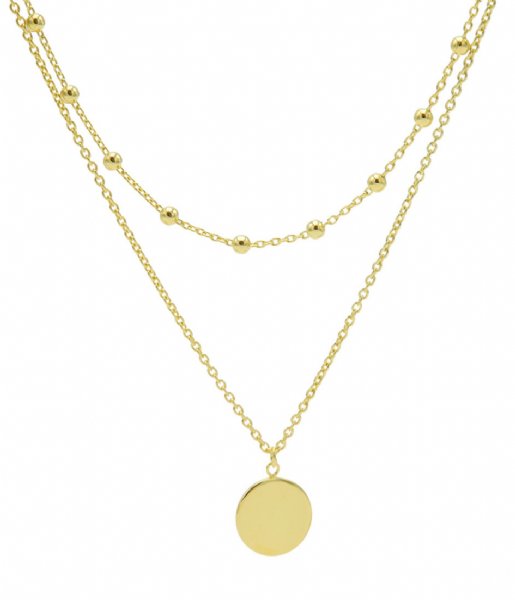 Karma Necklace Karma Double Necklace Dots Disc Zilver Goldplated (T82)