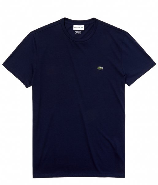 Lacoste T shirt 1Ht1 Mens Tee-Shirt 06 Navy Blue (166)