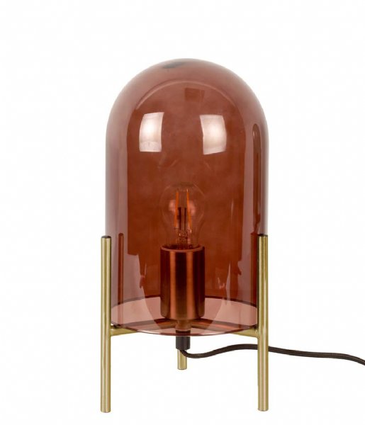 Leitmotiv Table lamp Table lamp Glass Bell gold frame Chocolate Brown (LM1979DB)