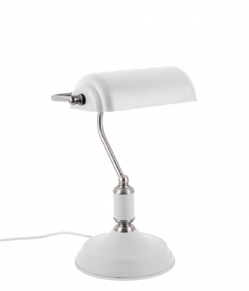 Leitmotiv Table lamp Table lamp Bank iron white with satin nickel (LM1890WH)