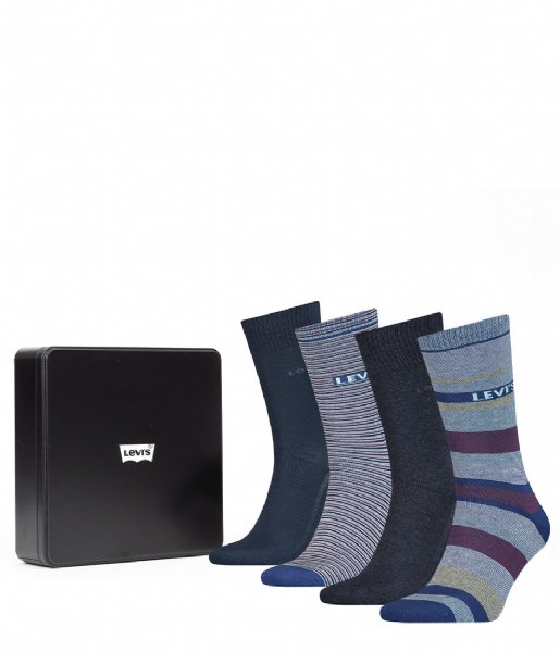 Levi's Sock Giftbox Reg Cut Stripes 4P Blue Combo (001)