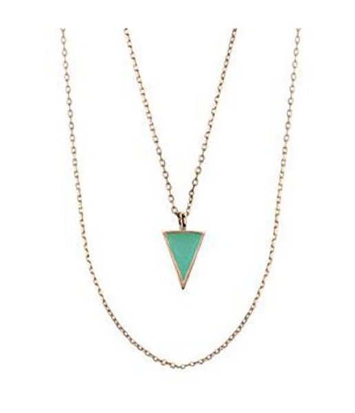 Orelia Necklace Orelia Double Row Turquoise Triangle Necklace Pale Gold gold colored