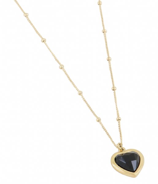 My Jewellery Necklace Ketting Black Onyx hartje goudkleurig (1200)