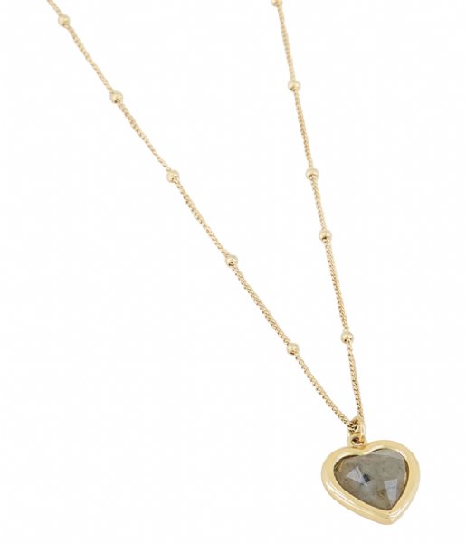 My Jewellery Necklace Ketting Labradorite hartje goudkleurig (1200)