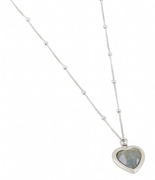 My Jewellery Necklace Ketting Labradorite hartje zilverkleurig (1500)