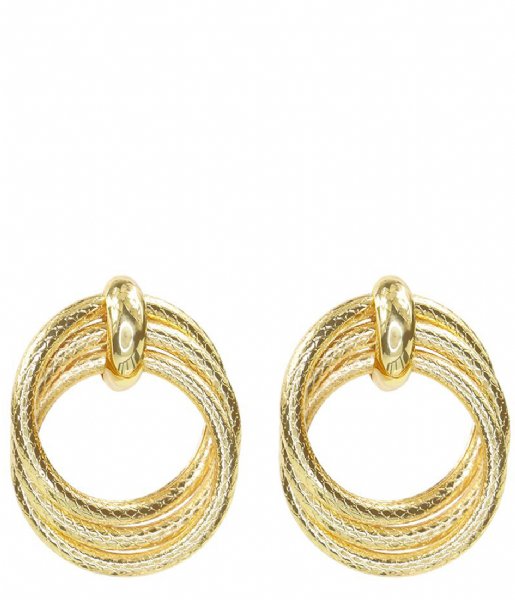 My Jewellery Earring Oorbellen drie ringen print goudkleurig (1200)