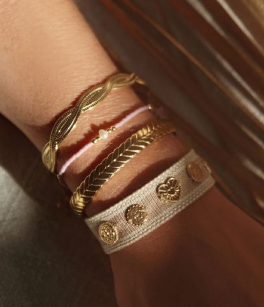 My Jewellery Bracelet Bangle met gevlochten patroon goudkleurig (1200)