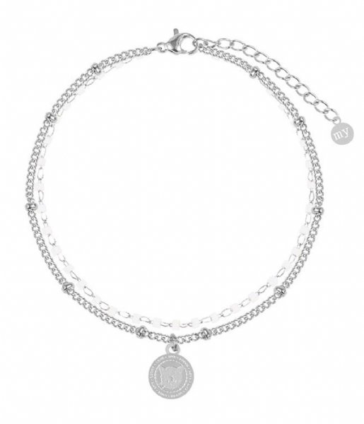 My Jewellery Bracelet Witte dubbele armband luipaard silver colored (1500)