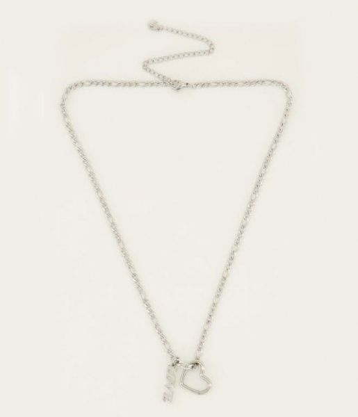 My Jewellery Necklace Ketting bedels hartje en love Zilverkleurig (1500)