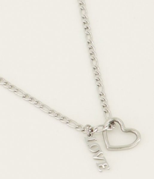 My Jewellery Necklace Ketting bedels hartje en love Zilverkleurig (1500)