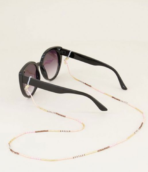 My Jewellery Glasses cord Zonnebrilkoord roze & bruine kraaltjes (0825)