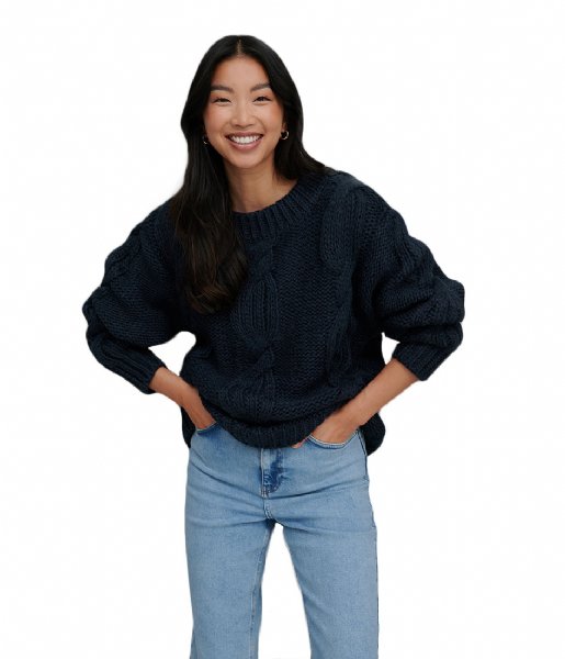 NA-KD  Oversized Knitted Sweater Navy