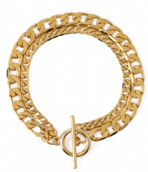 Orelia Bracelet 2-Row Chain T-Bar Bracelet Gold plated