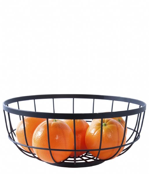 Present Time Kitchen Fruit basket Open Grid metal black (PT3018BK)